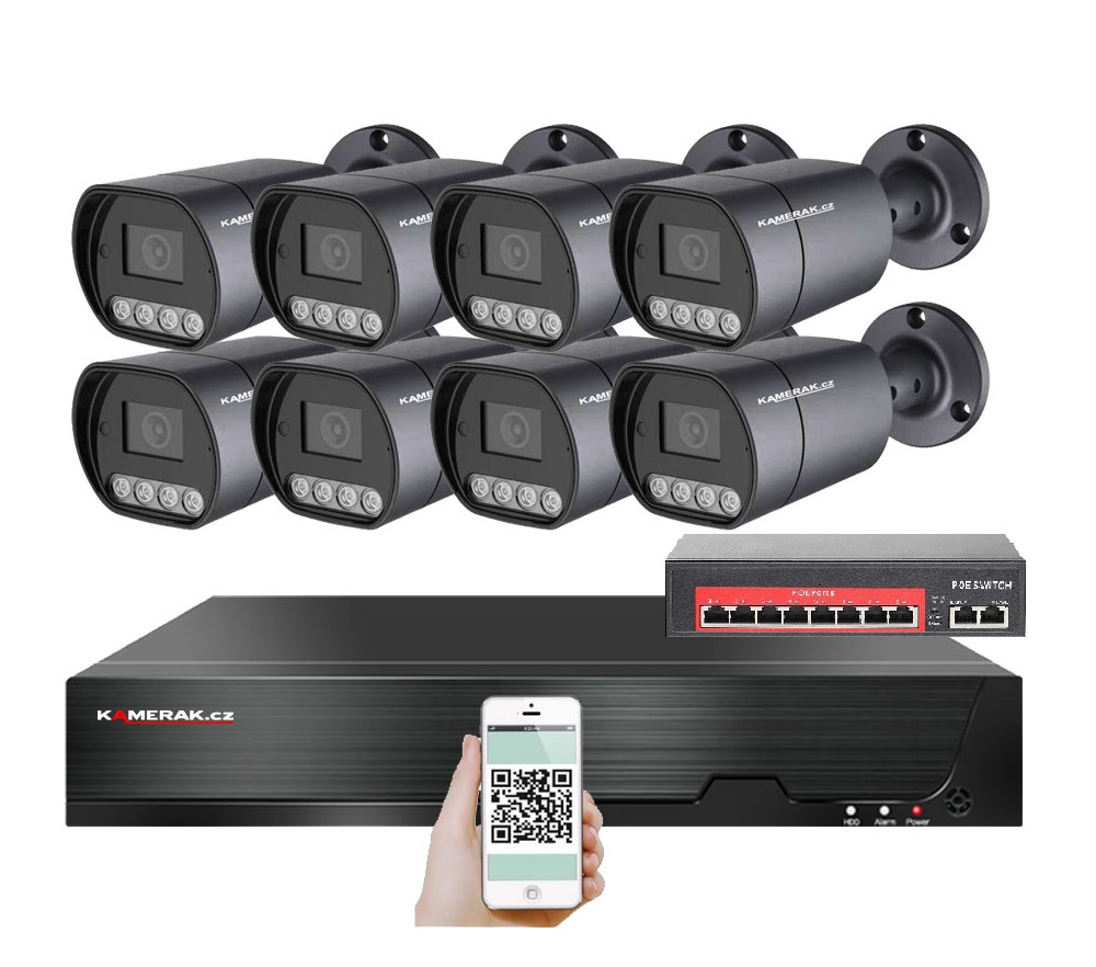8 kamerov IP systm IP XM-810B-Ext. 4MPx s externm PoE napjenm