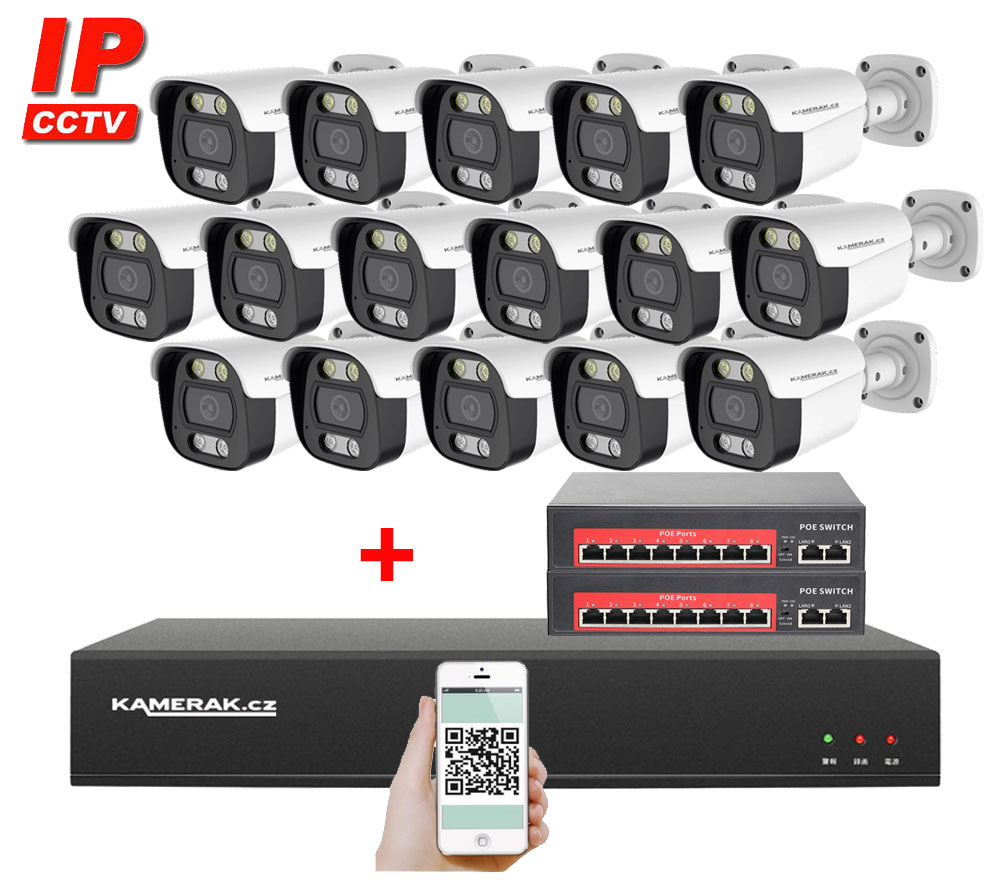 12 kamerový IP systém IP XM-1214D-Ext. 8MPx s externím PoE napájením