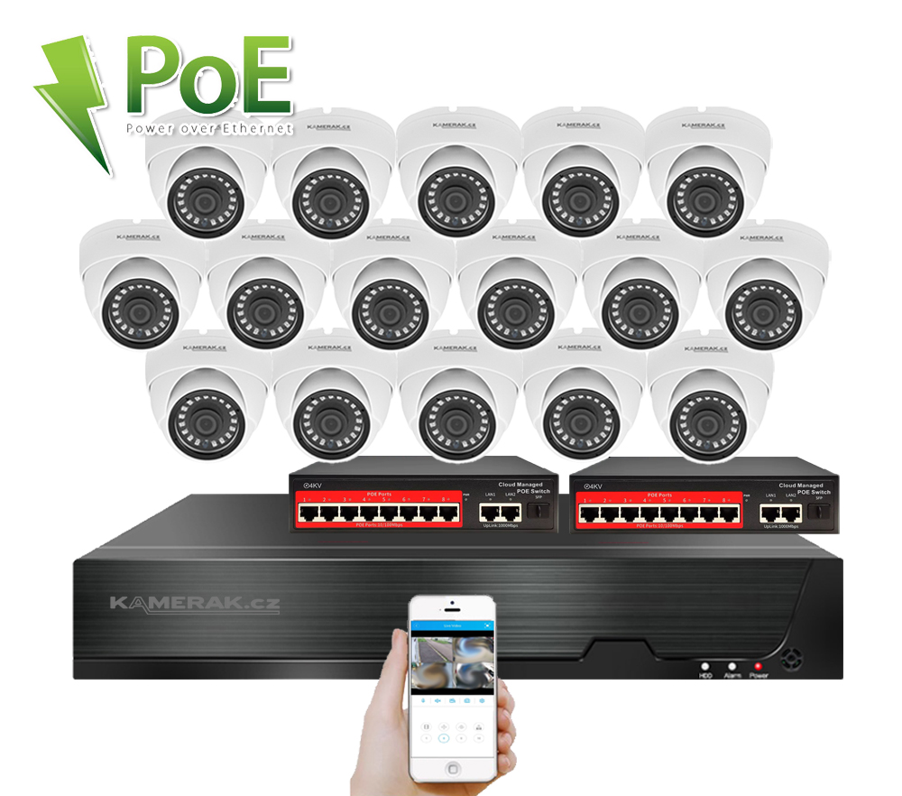 IP 16 kamerov� set s extern�m PoE XM-1602B-Ext. 4MPx, CZ menu - 25690 K�