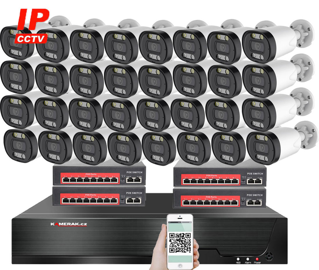 32 kamerový IP systém IP XM-3213B-Ext. 4MPx s externím PoE napájením