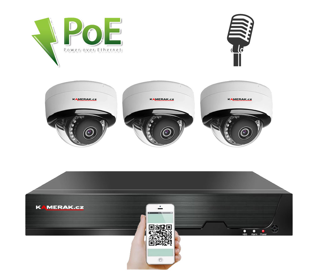 3 kamerový  systém PoE IP XM-305B 4MPx