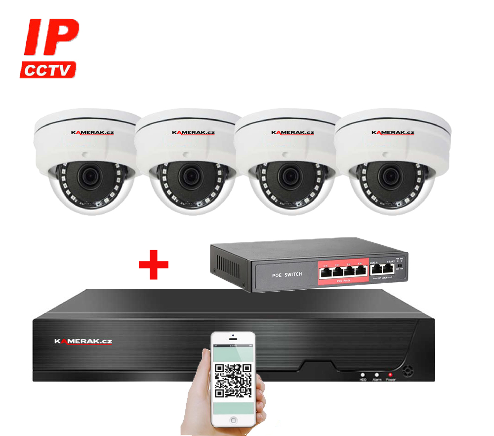 4 kamerový IP systém IP XM-405C-Ext. 5MPx s externím PoE napájením
