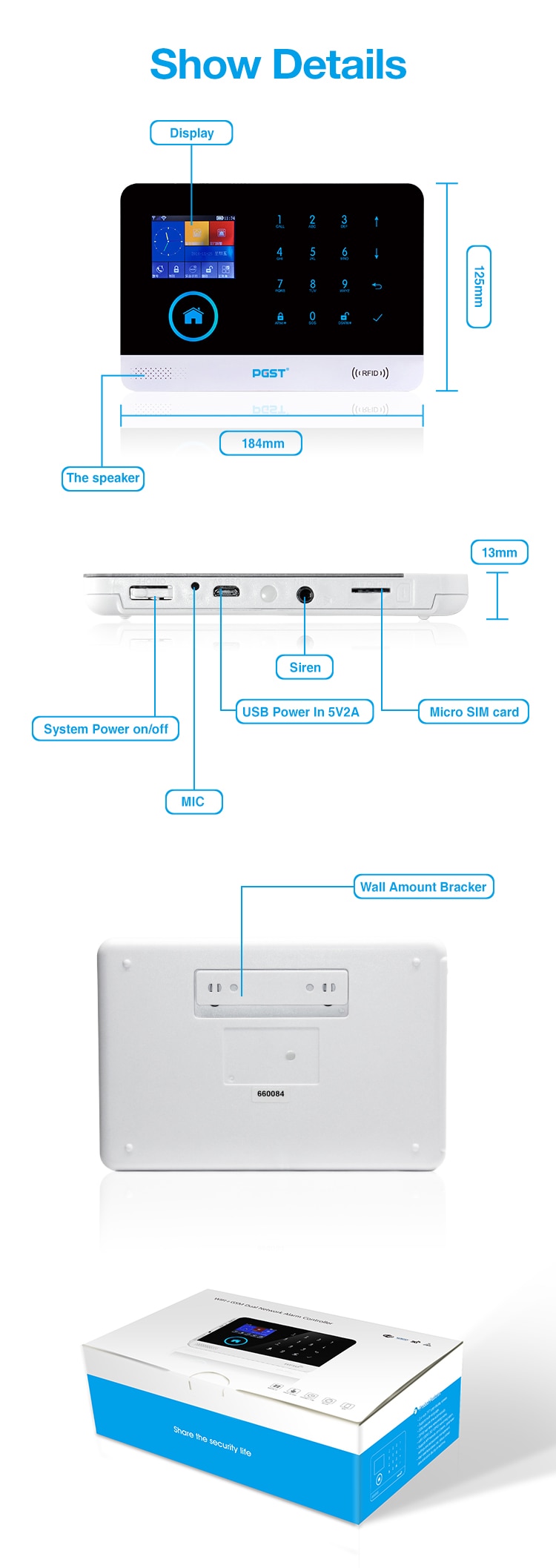 Wi-Fi/GSM alarm systém TUYA PST-WG103T white pro Android,iOS