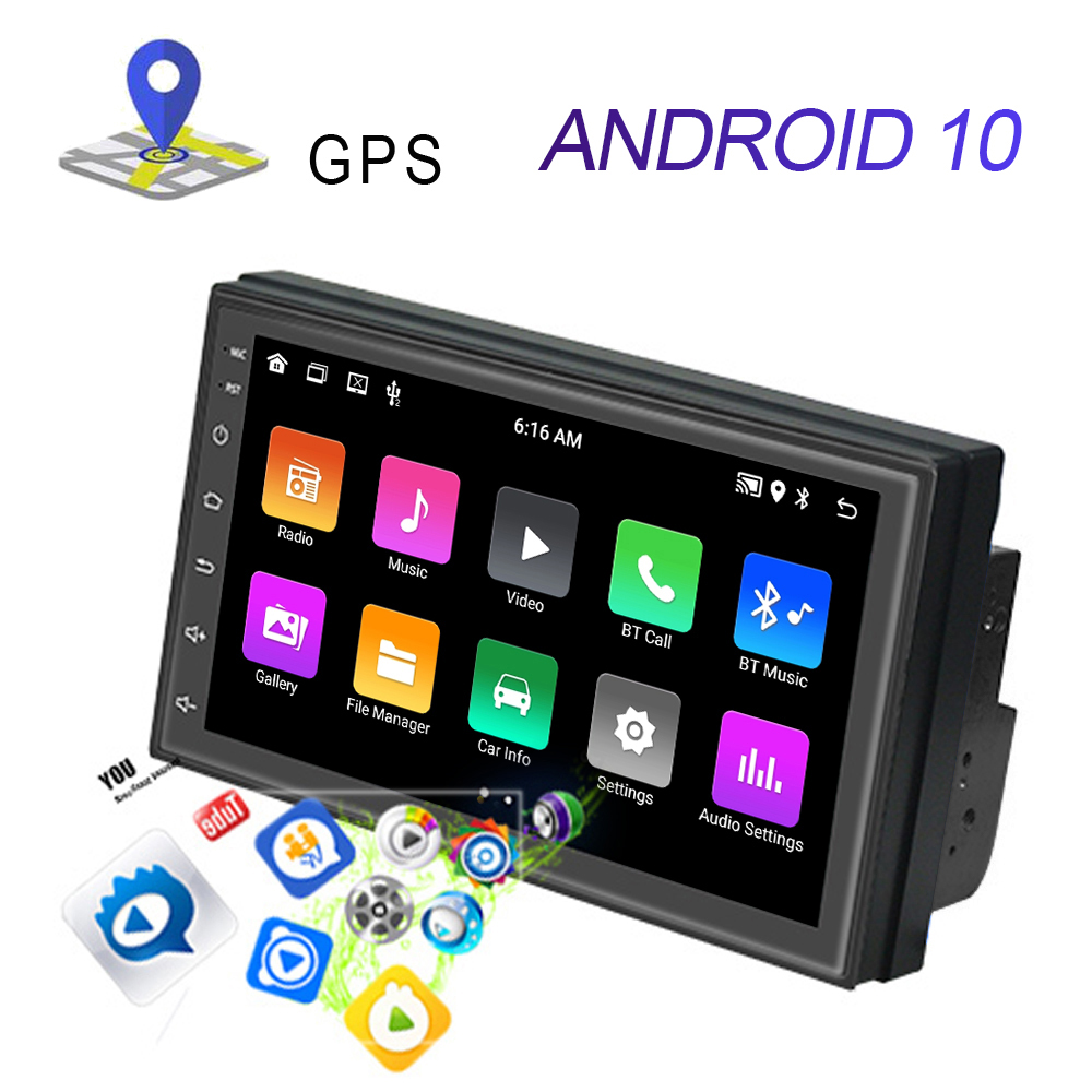 2 DIN Autorádio A2749 Android 10, Přehrávač s GPS WIFI BT FM Phone Link USB