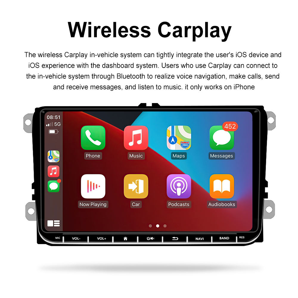 2DIN autordio A3041 2+32G 9" LCD Android 13 Carplay Android Auto GPS Wifi FM RDS pro VW/Passat/Golf/MK5/MK6/Jetta T5