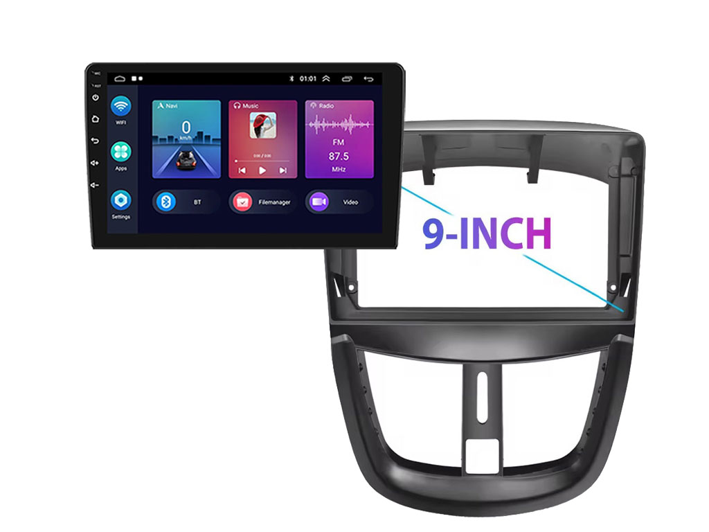 2DIN Autordio 9" LCD A3018 Android 11 s rmekem A7210 pro autordio 9" pro Peugeot 207 (2009-2013)