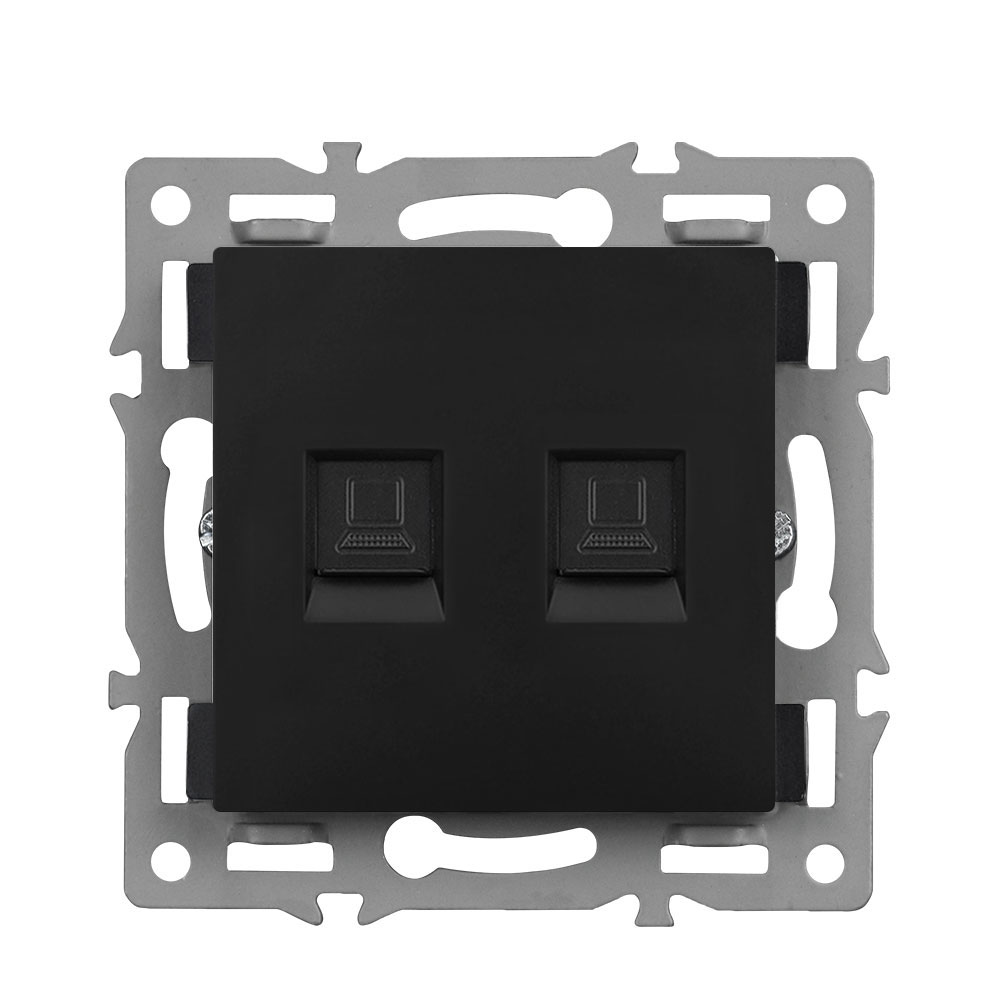 modul zásuvka MDZ2RJ45 Zásuvka 2xRJ45 plast černý pro rámeček 82mm