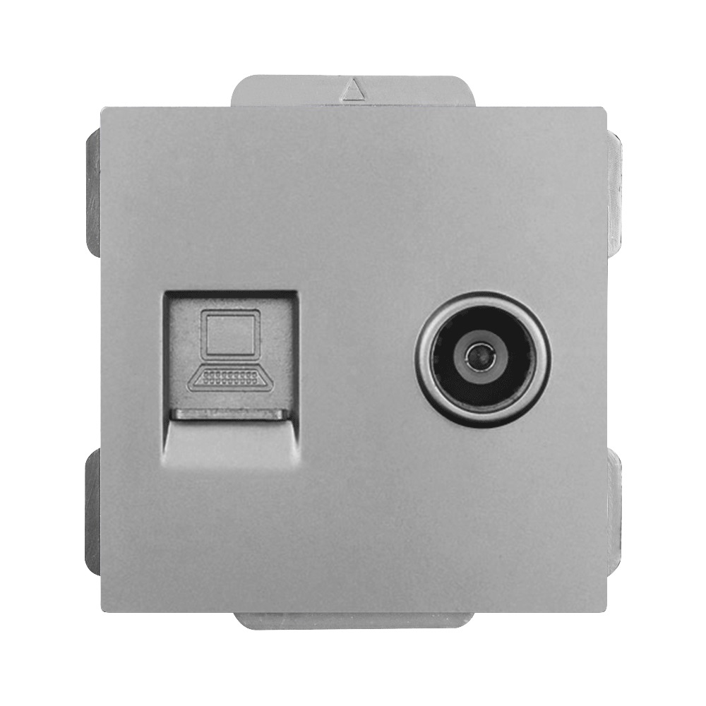 Modul MDNRJ45+TV Zásuvka RJ45+TV plast šedá do rámečku